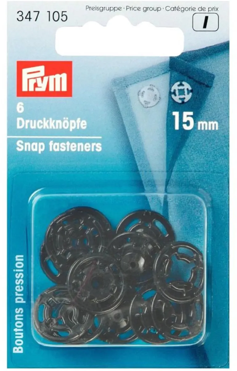 Prym Aannaaidrukknopen 15mm - 6 Stuks Zwart