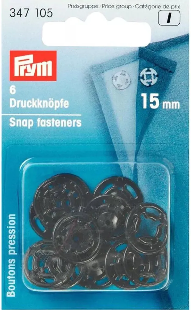 Prym Aannaaidrukknopen 15mm - 6 Stuks Zwart