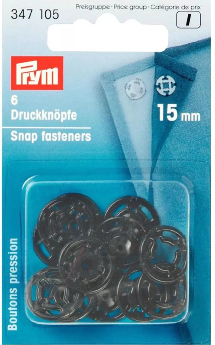 Prym Aannaaidrukknopen 15mm - 6 Stuks Zwart