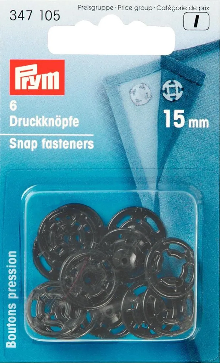 Prym Aannaaidrukknopen 15mm - 6 Stuks Zwart