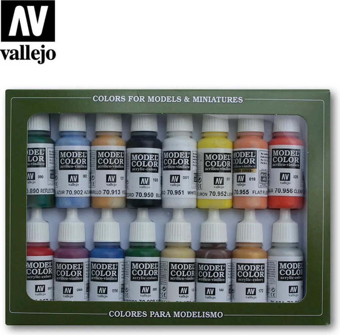 Vallejo Model Color Acrylverfset 16x17ml - Basic Colors USA