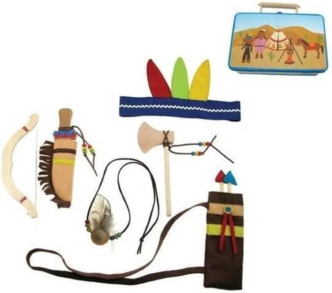 Simply For Kids Tinnen Indianen Koffertje Blauw