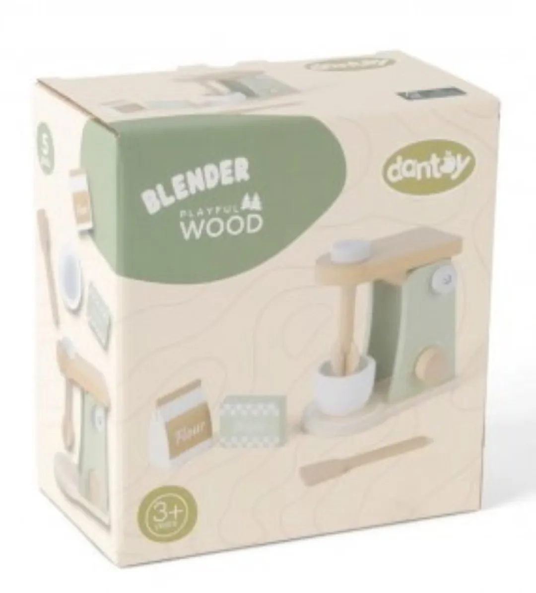 Dantoy BIO Houten Mixer 5-delig - Beige/Groen/Wit