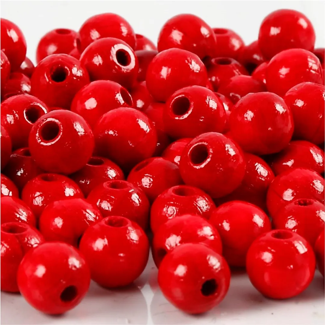 Creativ Company Houten Kralen 8mm - Rood - 100 Stuks