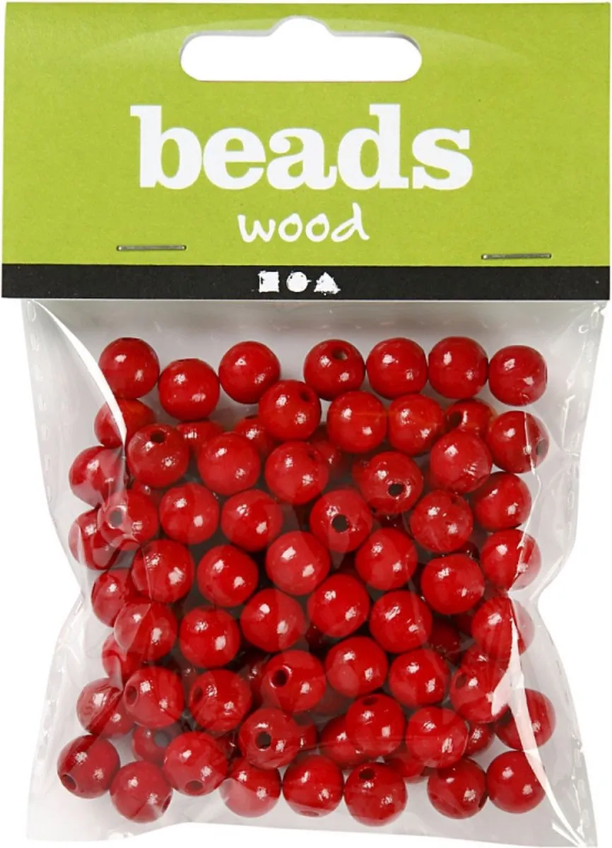 Creativ Company Houten Kralen 8mm - Rood - 100 Stuks