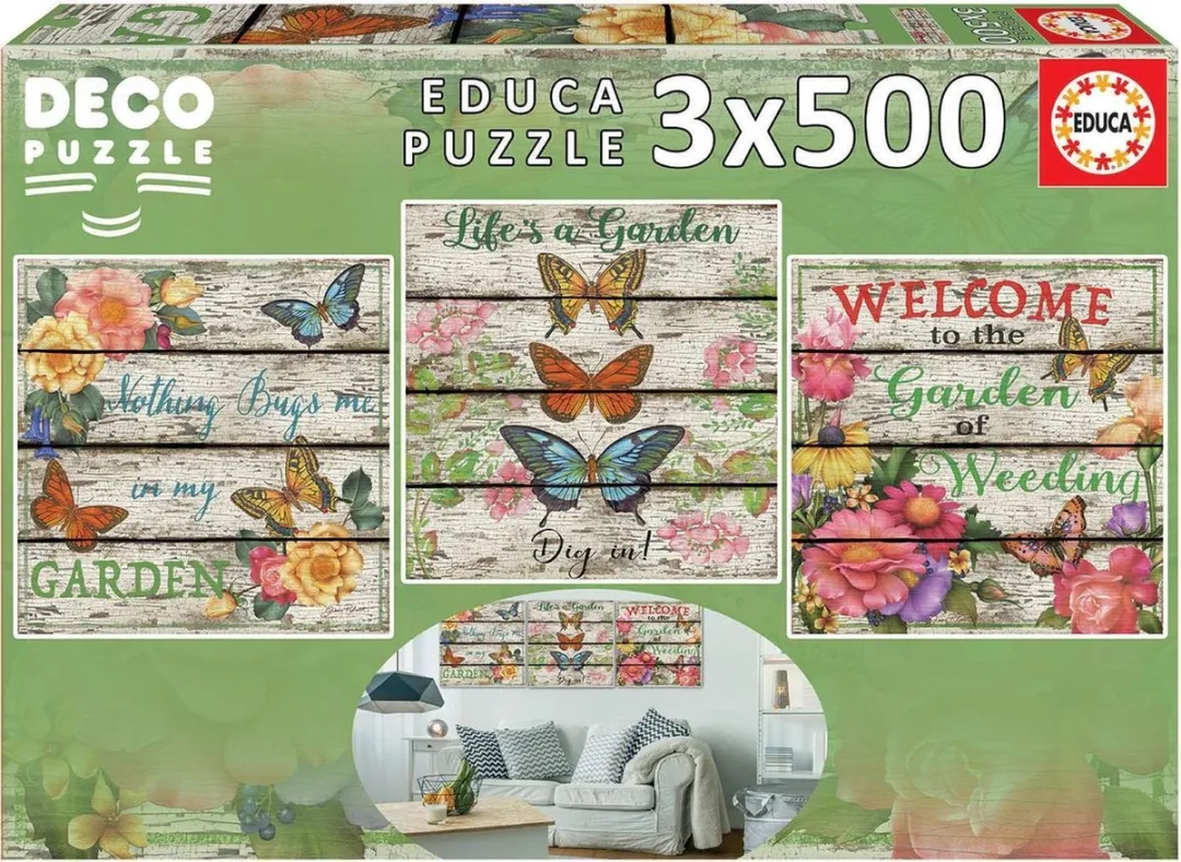 Educa Vlindertuin Legpuzzel 500 Stuks - 3x500 Stuks
