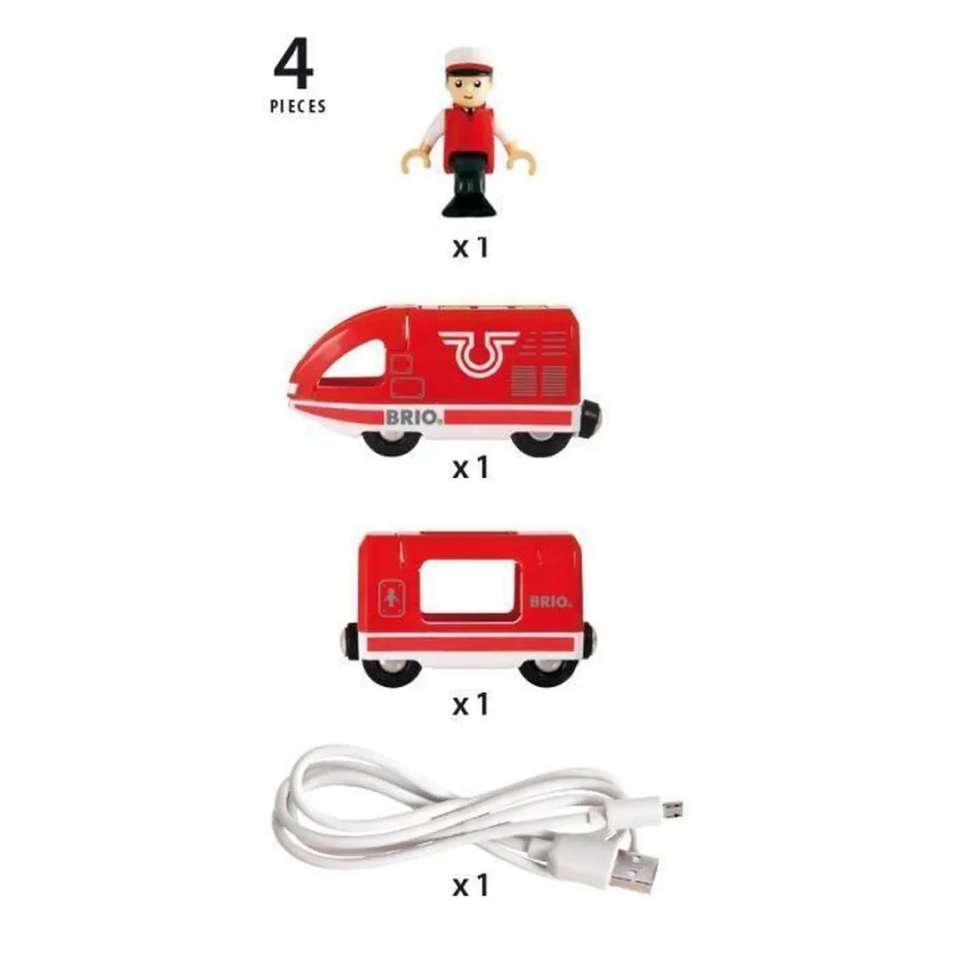 BRIO Oplaadbare Passagierstrein Rood - 7 Stuks