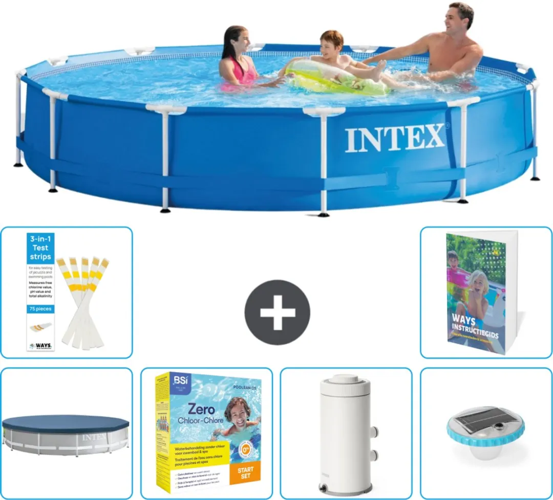 Intex 28210NP-Blauw Rond Frame Zwembad 366x76cm