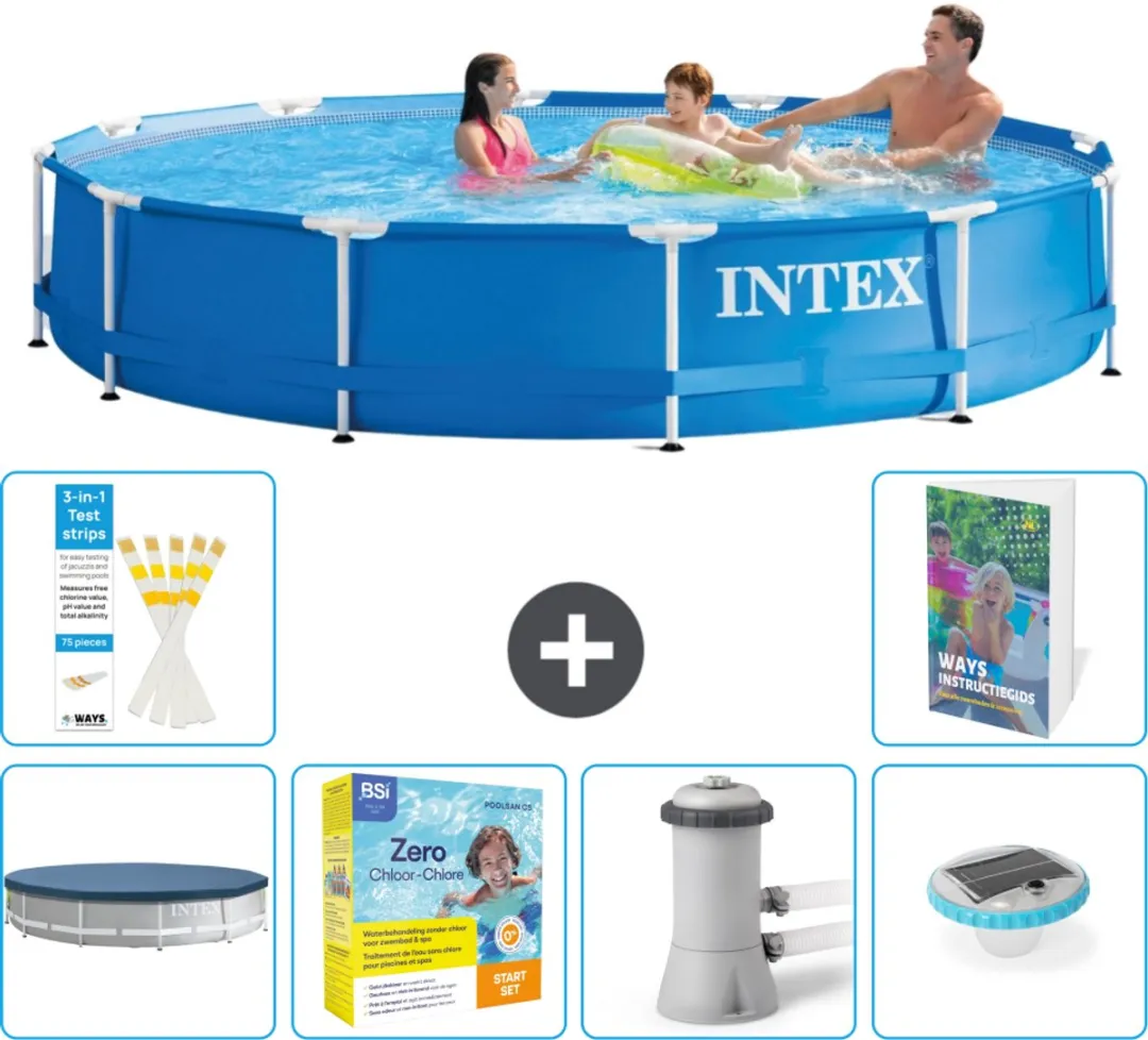 Intex 28210NP-Blauw Rond Frame Zwembad 366x76cm - Blauw