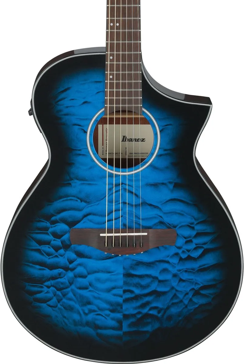 Ibanez AEWC16QA-TLH Akoestische Gitaar - Transparent Blue Sunburst