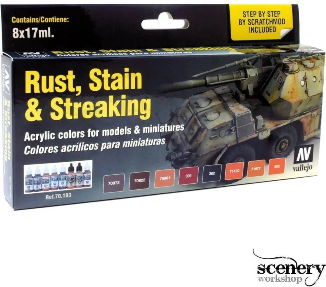Vallejo Model Color Rust Stain & Streaking Verfset