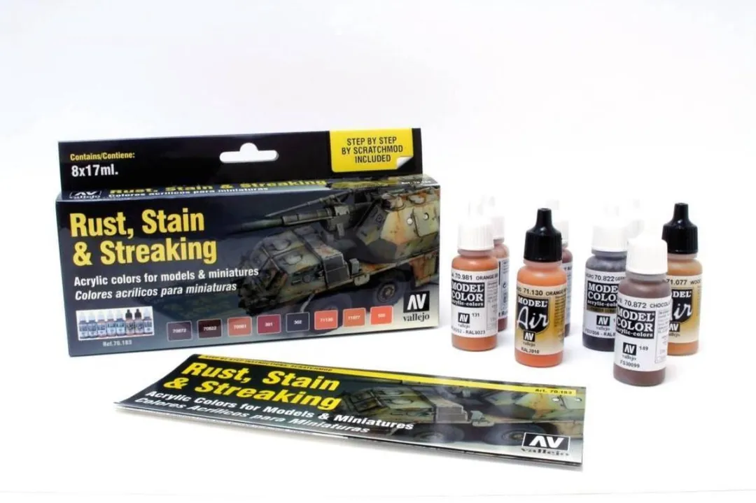 Vallejo Model Color Rust Stain & Streaking Verfset - 8x17ml