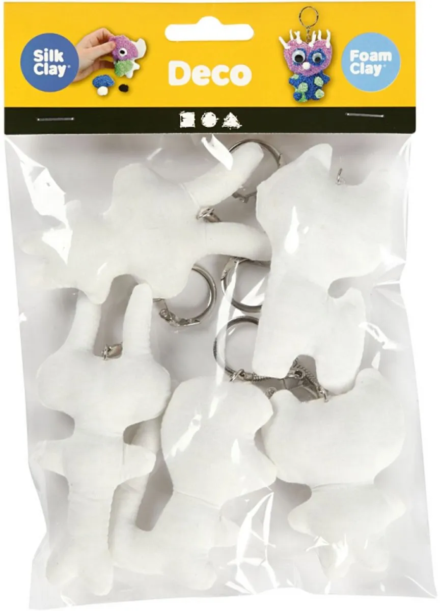 Creativ Company Figuren Sleutelhangers - Wit - 5 Stuks