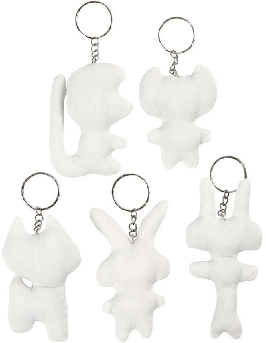 Creativ Company Figuren Sleutelhangers - Wit - 5 Stuks