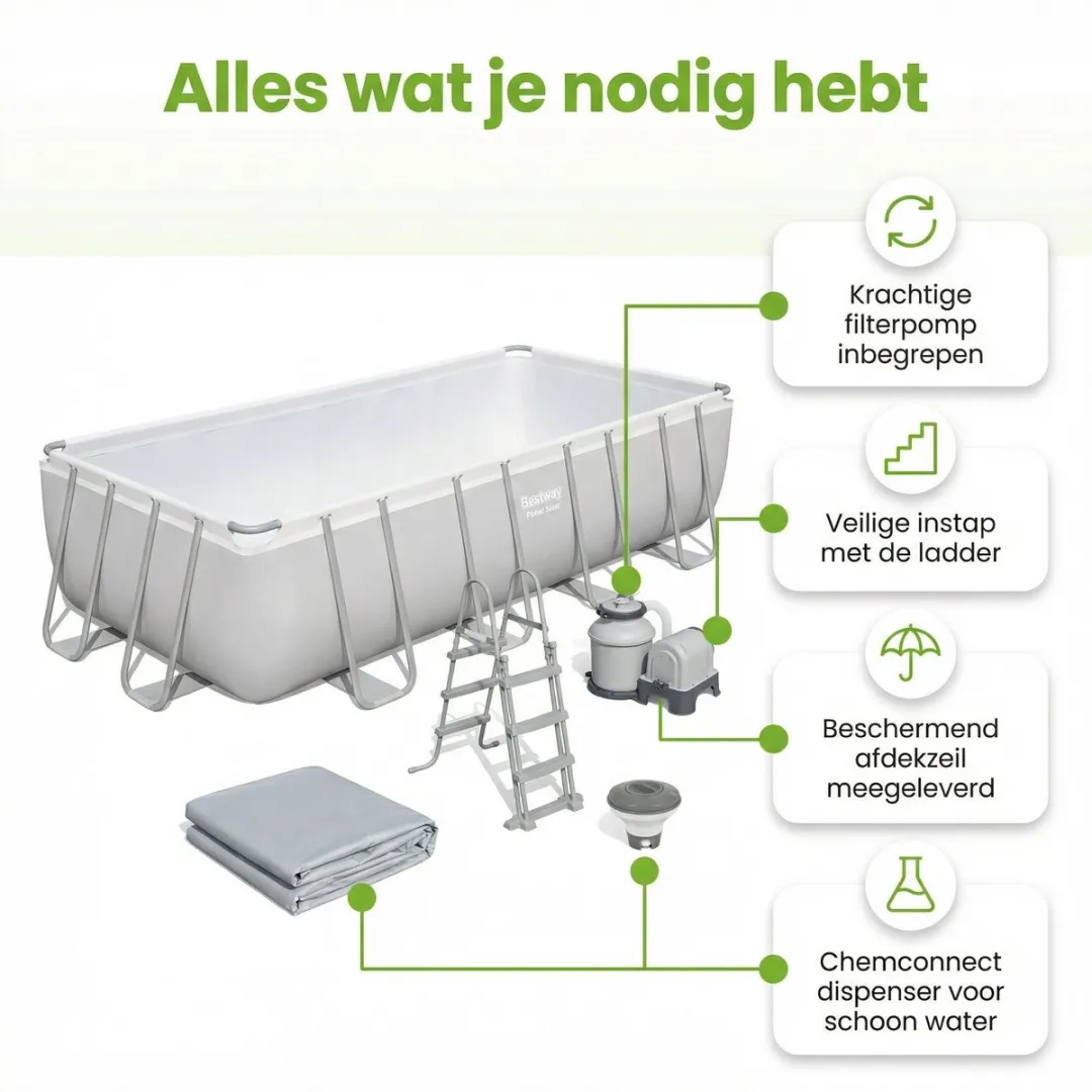 Bestway Power Steel Zwembad 640x274x132cm - 19.281L - Grijs
