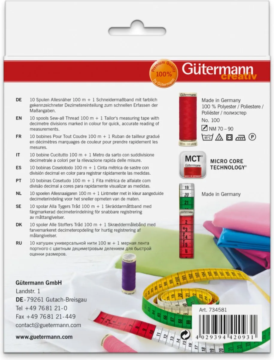 Gutermann Naaigarenset 10x100m - 10 Kleuren Wit - afbeelding 6 van 6