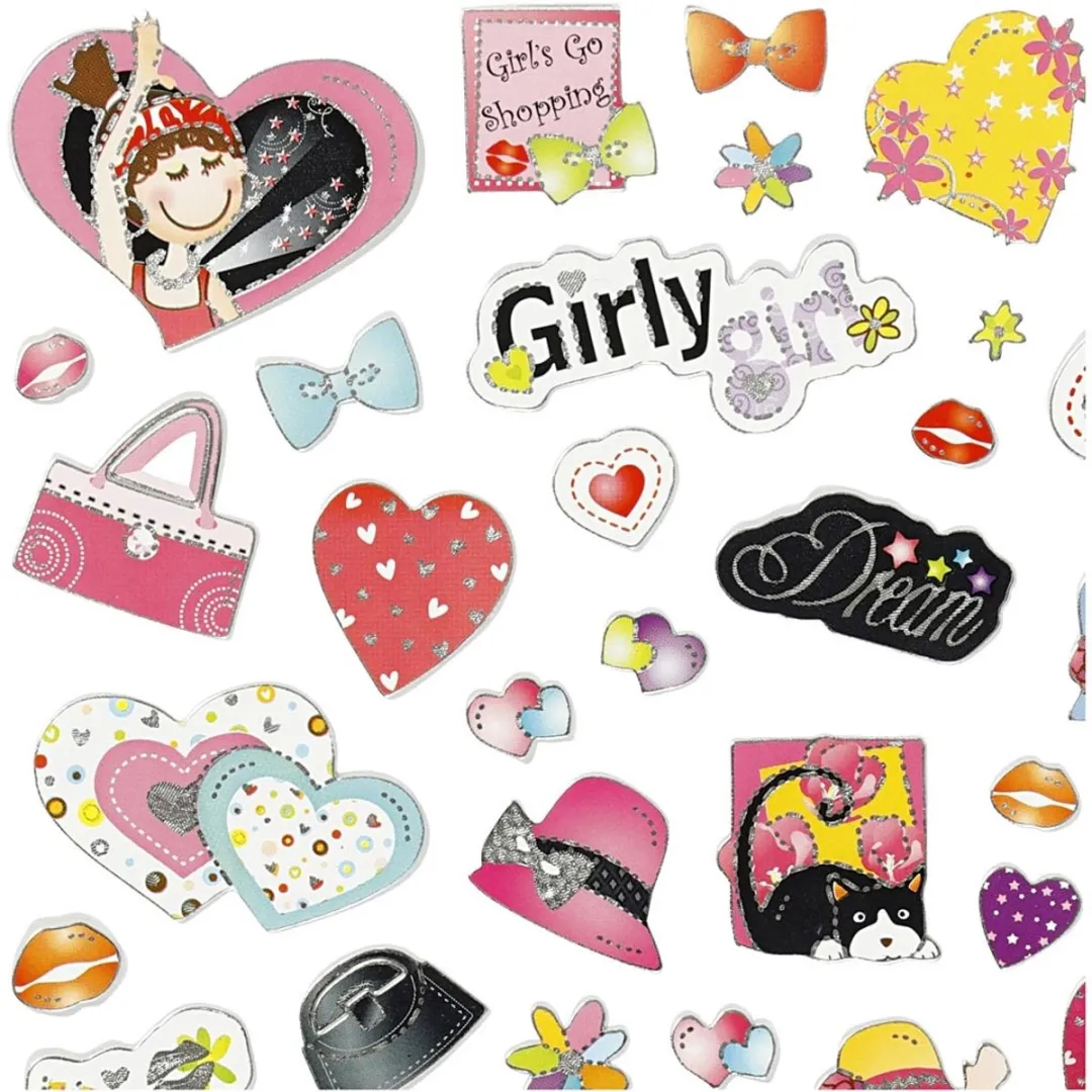 Creativ Company Meidendingen Stickers - 1 Vel - 15x16,5cm - Multi