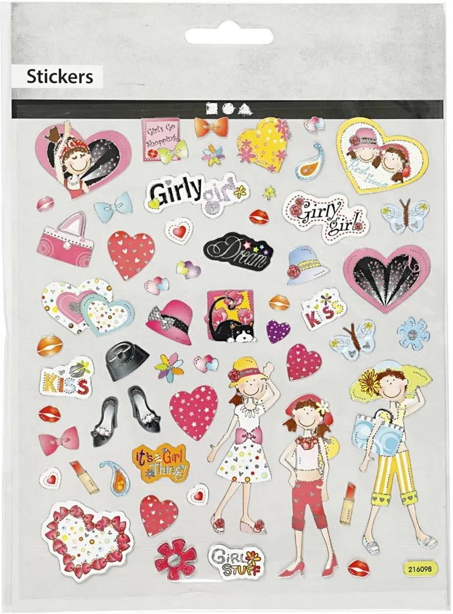 Creativ Company Meidendingen Stickers - 1 Vel - 15x16,5cm - Multi