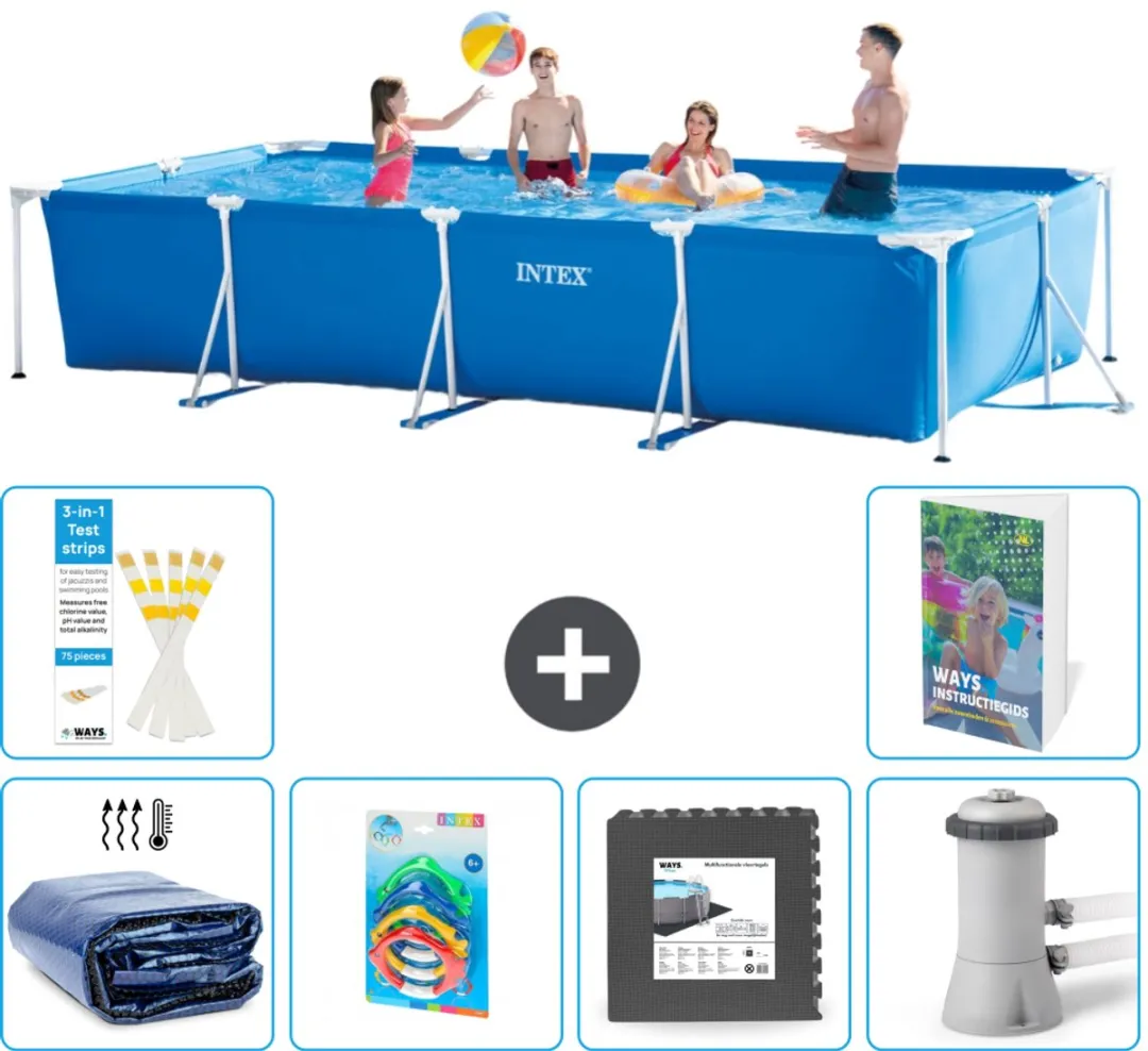 Intex Rechthoekig Frame Zwembad 450x220cm - Blauw - 7-delig
