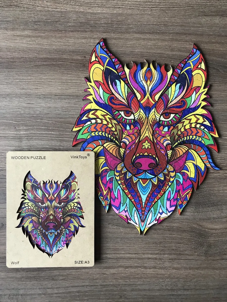 VinkToys Legpuzzel Wolf A3 Houten - 200 Stuks