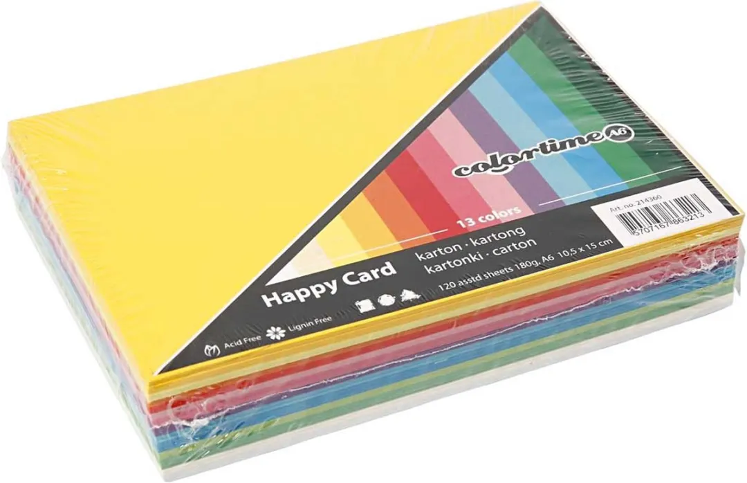 Colortime Happy Karton A6 10,5x15cm - 300 Stuks - 13 Kleuren