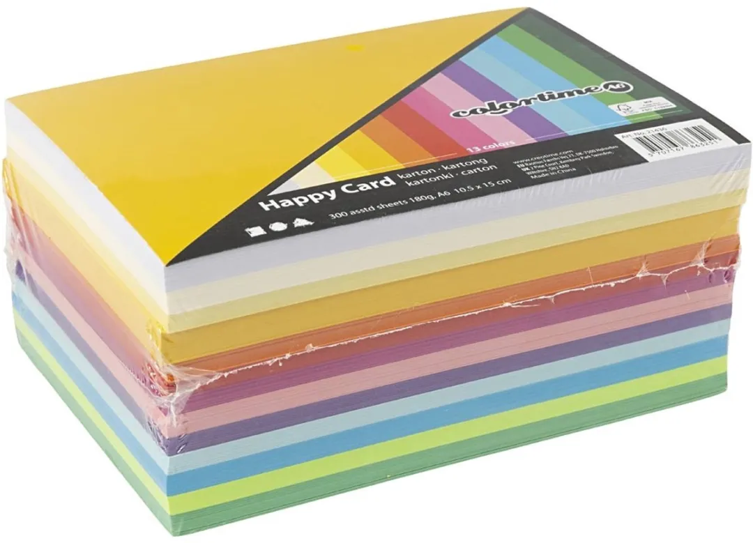 Colortime Happy Karton A6 10,5x15cm - 300 Stuks - 13 Kleuren