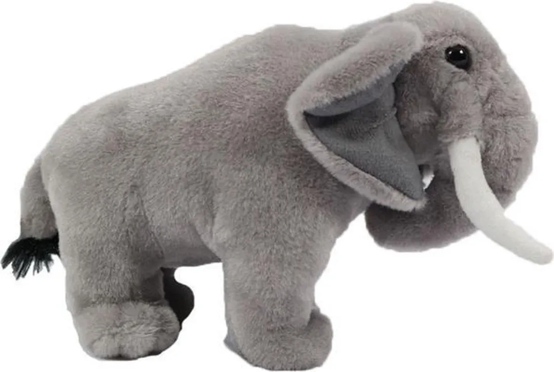 PIA Soft Toys Pluche Olifant - 25cm - Grijs/Wit