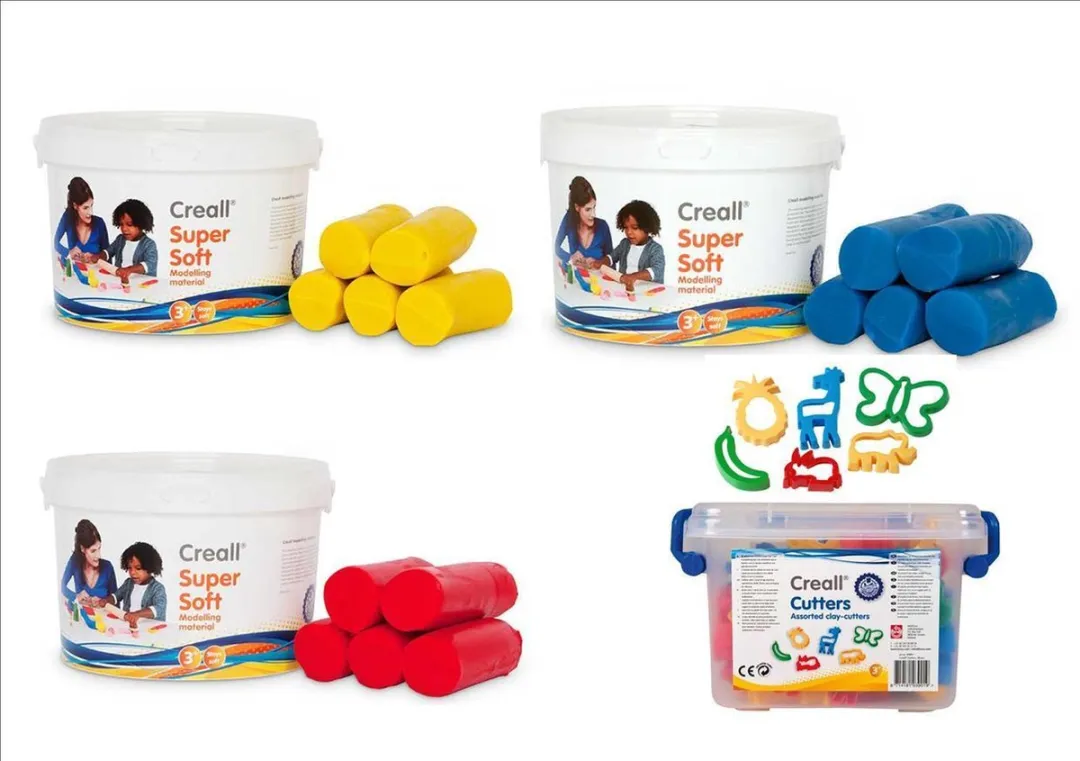 Creall Klei Soft 3x1750g Geel/Rood/Blauw + 28 Kleivormen
