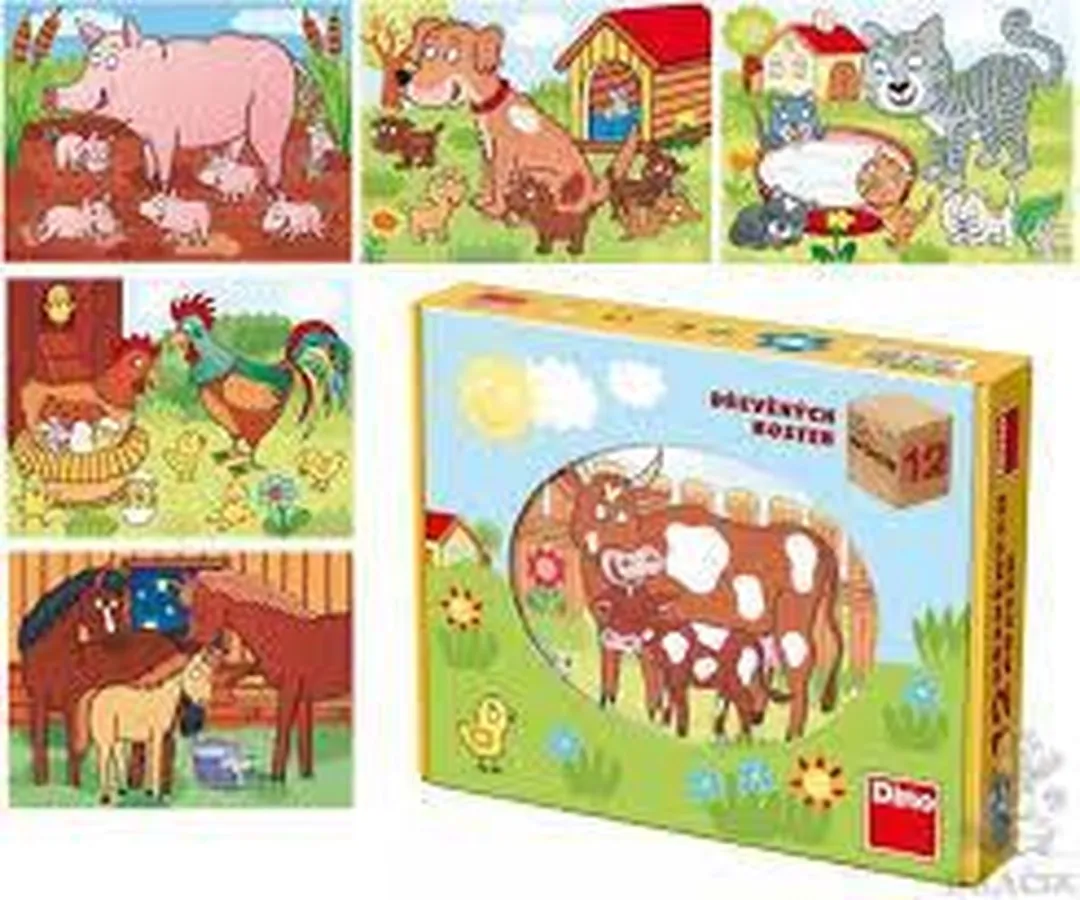 Dino Toys Boerderij Puzzel - 12 Houten Blokken