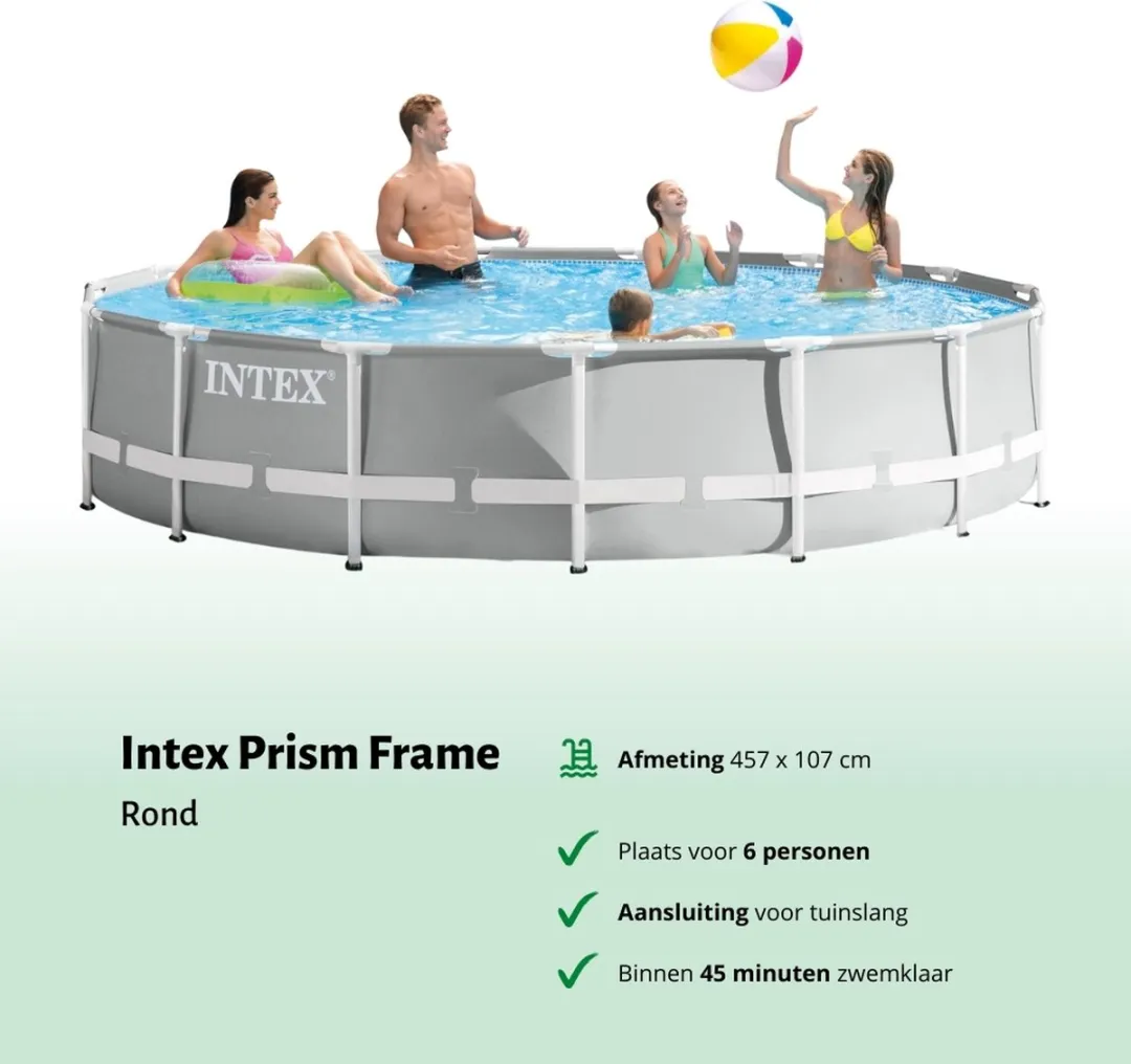 Intex Rond Prism Frame Zwembad 457x107cm - Grijs