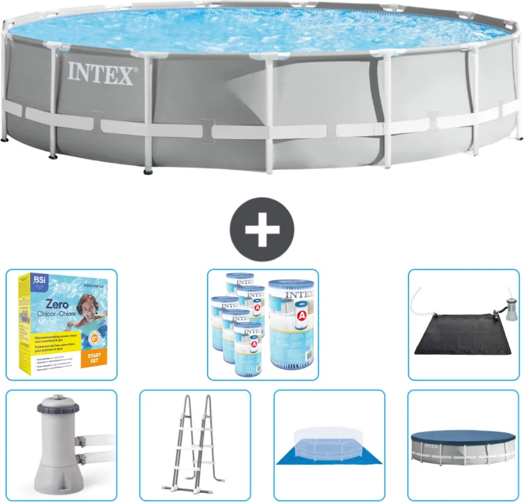 Intex Rond Prism Frame Zwembad 457x107cm - Grijs