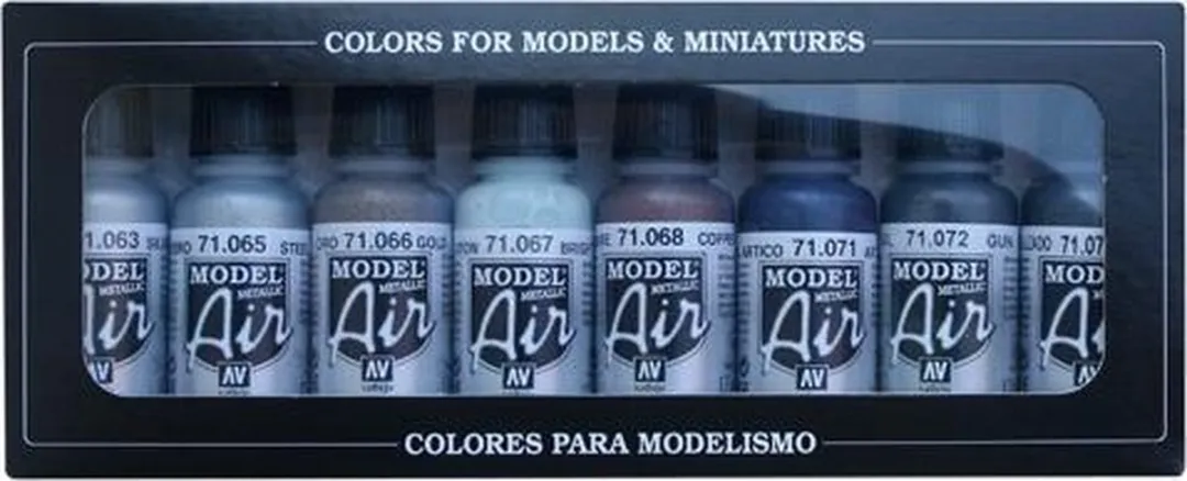 Vallejo Hobbyverf Acrylverf - 71176 Metallic Colors - Model Air - Acryl Set Verf set - 8x 17 ml