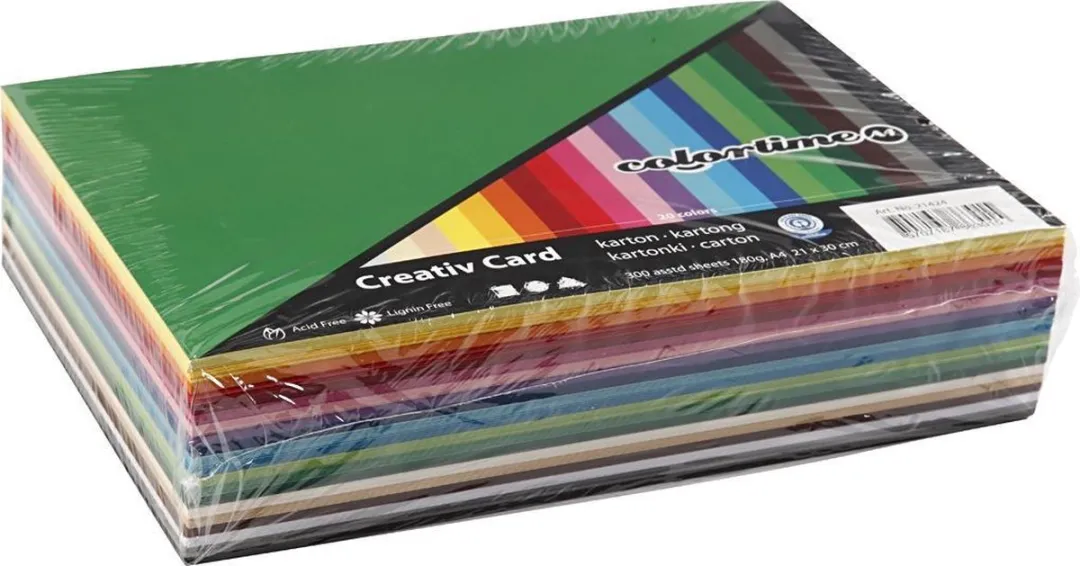 Colortime Gekleurd Karton A4 180gr - 300 Vellen Multicolor - afbeelding 6 van 6