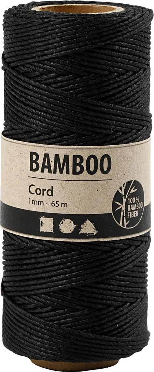 Creativ Company Bamboekoord 1mm - 65m - Zwart