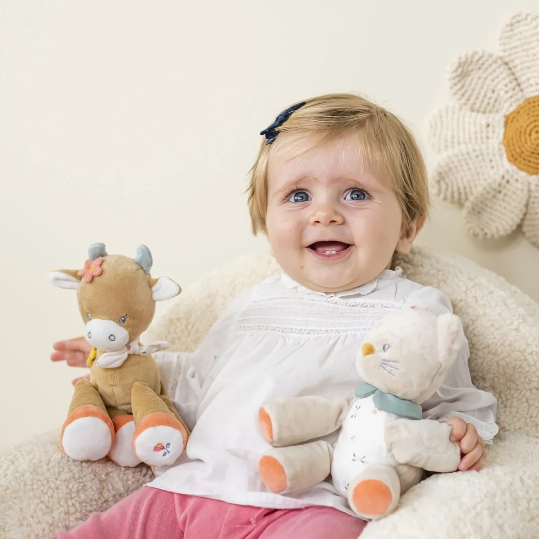 Nattou Kat Lana Knuffel met Rammelaar 20cm - Zand Beige