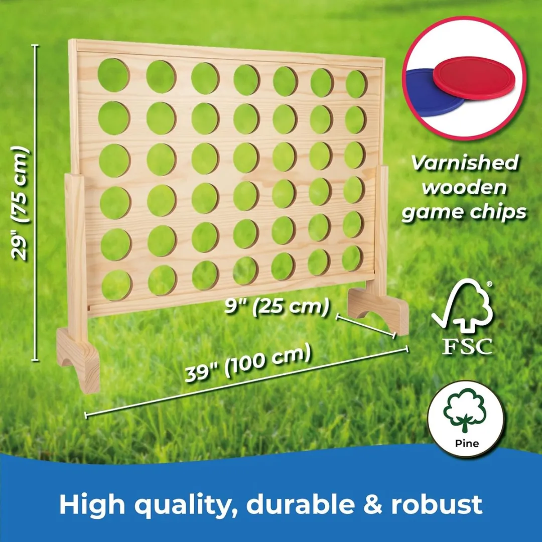 Toyfel Ace XXL Vier op een Rij Natuur - Houten Strategiespel - afbeelding 6 van 6