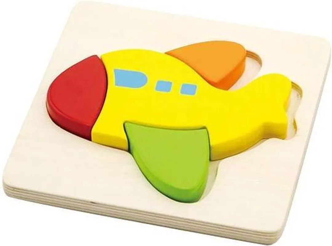 Viga Toys Vormenpuzzel Vliegtuig Junior 4 Stuks - Geel