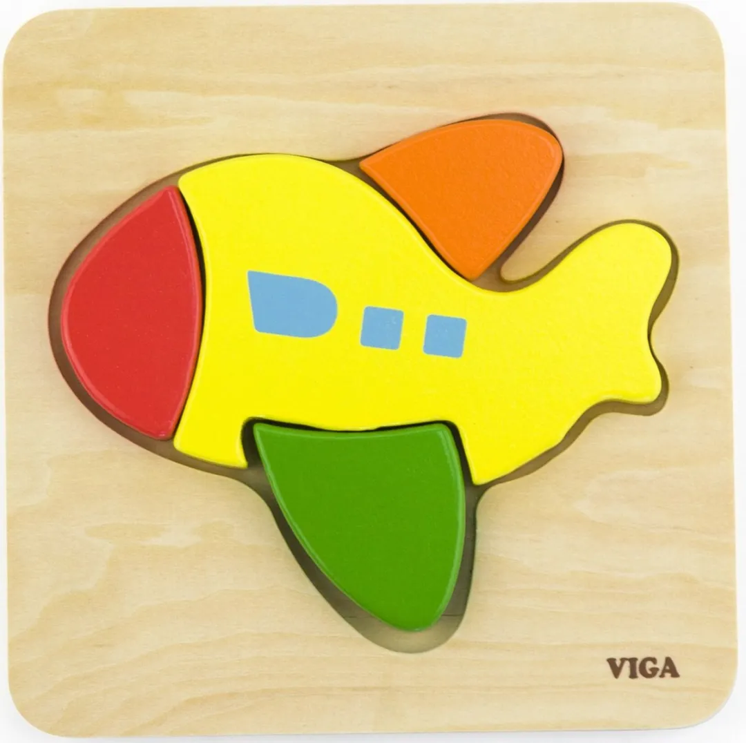 Viga Toys Vormenpuzzel Vliegtuig Junior 4 Stuks