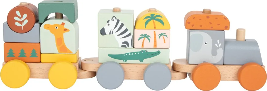Small Foot Houten Stapelblokken Trein Safari - 16-delig Multicolor - afbeelding 6 van 6
