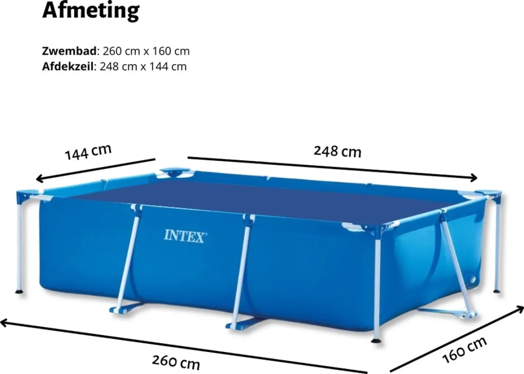 Intex Frame Zwembad 260x160x65cm Blauw - 2282L - Filterpomp & Ladder - afbeelding 6 van 6