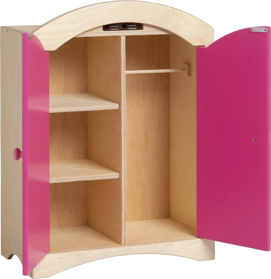 Van Dijk Toys Poppenkledingkast Naturel Roze