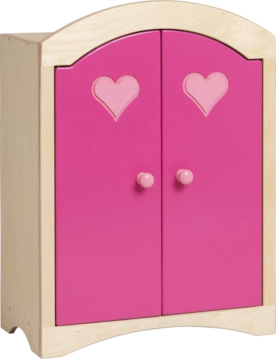 Van Dijk Toys Poppenkledingkast Naturel Roze