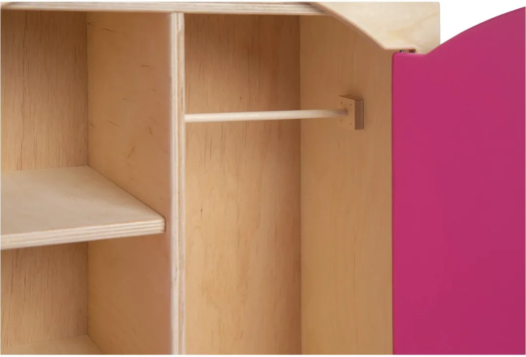 Van Dijk Toys Poppenkledingkast Naturel Roze