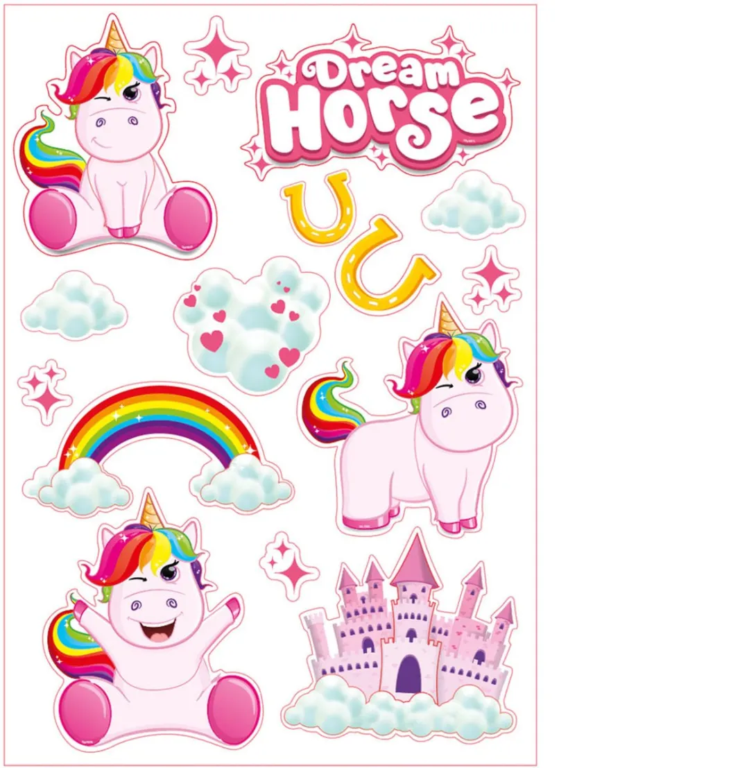 Toi-Toys Muurdeco Stickers Eenhoorn - Multi/Rozekleurig