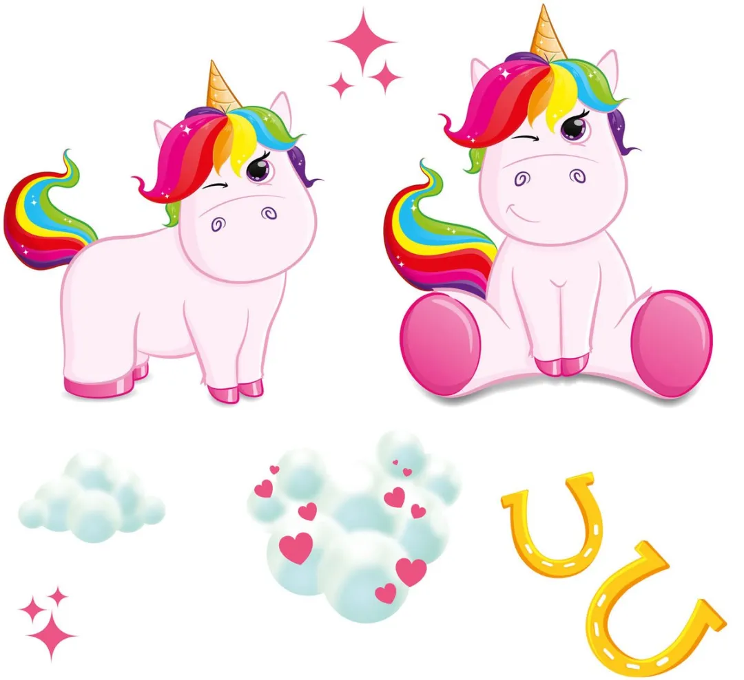 Toi-Toys Muurdeco Stickers Eenhoorn - Multi/Rozekleurig