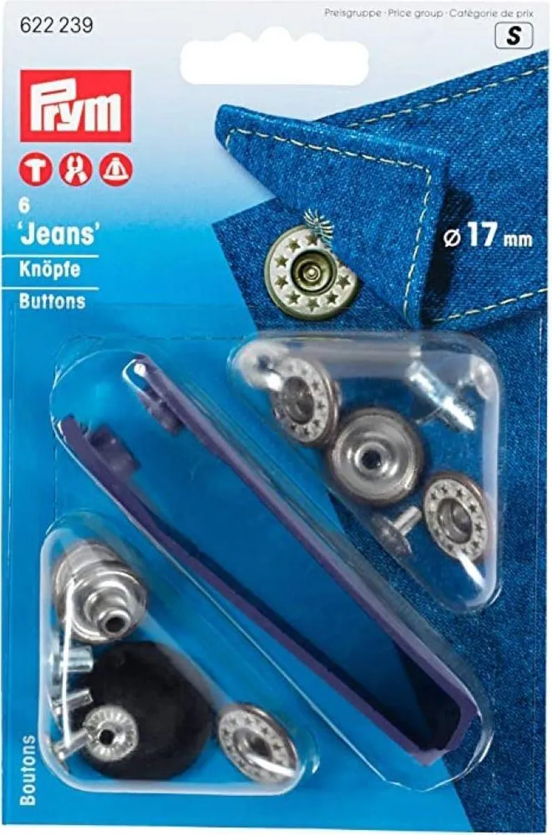 Prym Jeansknopen Open Kap Ster 17mm - Oud-messing - 6 Stuks