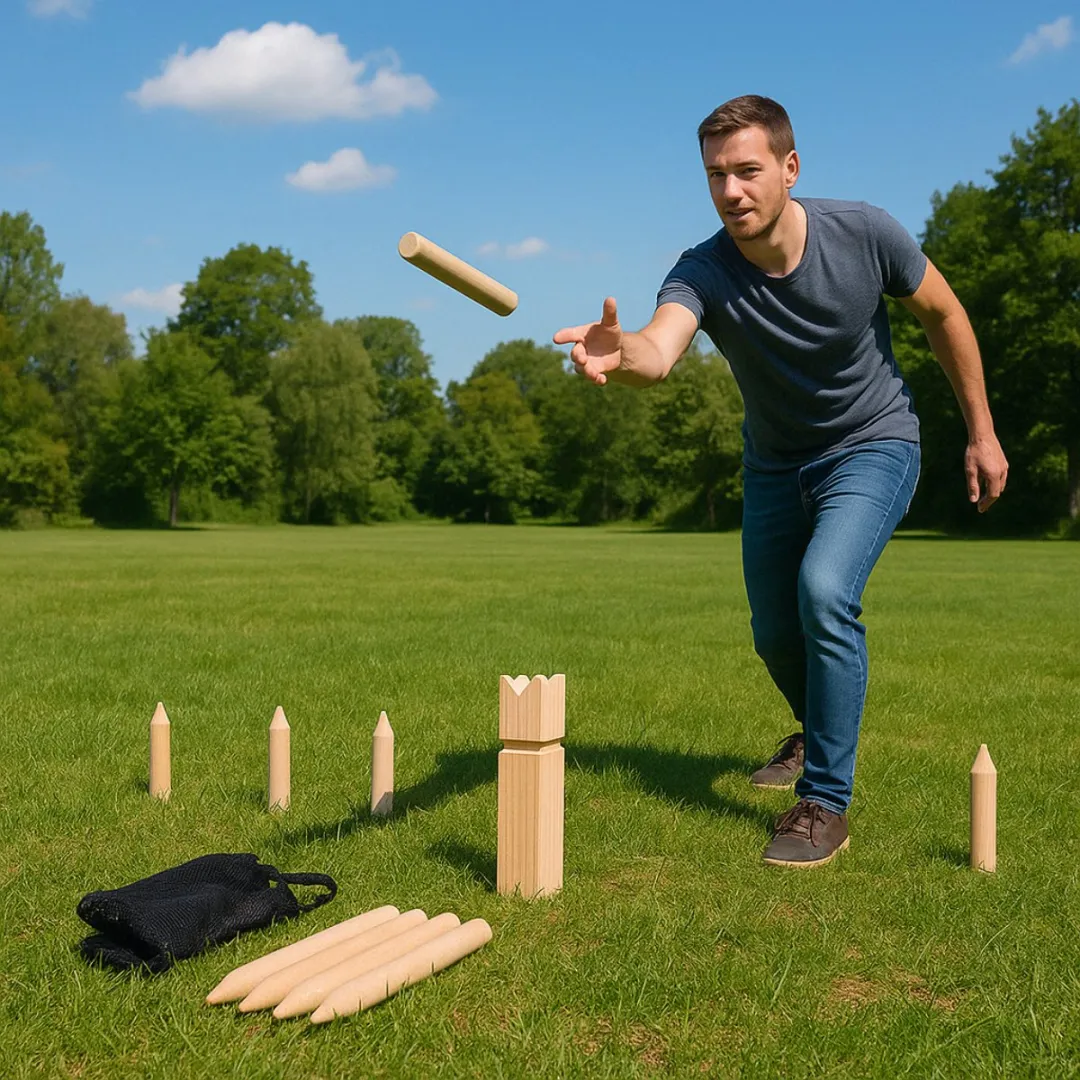 Eddy Toys Kubb Spel Medium - 21-delig Houten Werpspel