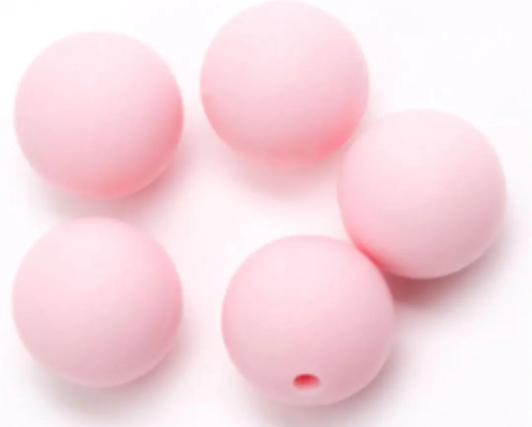 Durable Siliconen Kralen 15mm - 5 Stuks Dark Pink