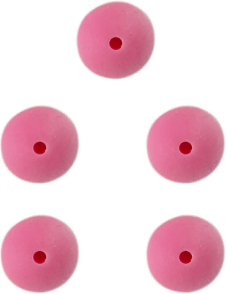 Durable Siliconen Kralen 15mm - 5 Stuks Dark Pink