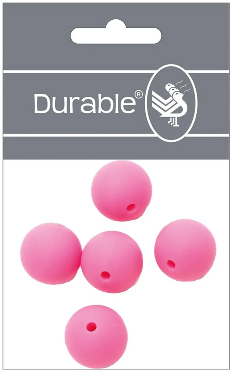 Durable Siliconen Kralen 15mm - 5 Stuks Dark Pink